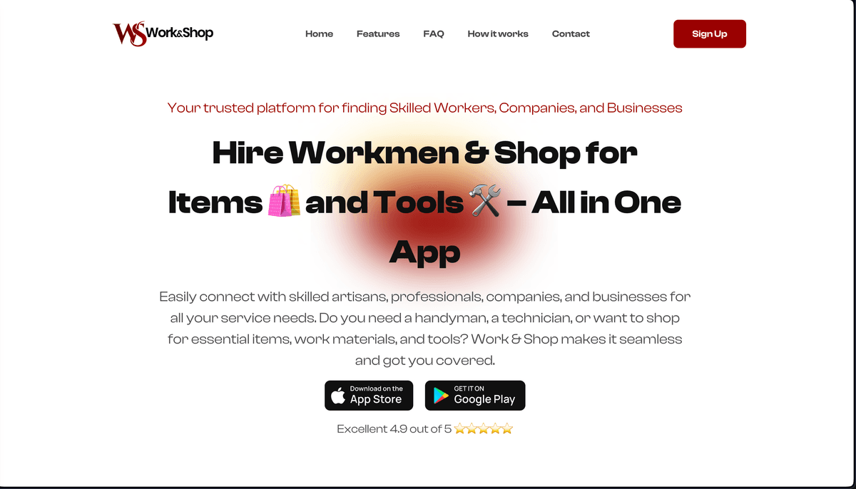 Work & Shop Project Screenshot